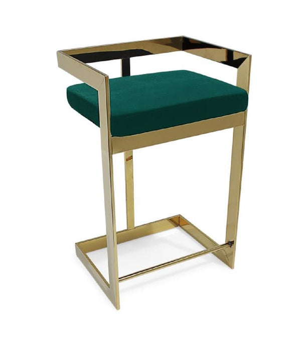 HomeRoots 30" Green Velvet Low Back Bar Chair with Gold Metal Frame - Chic, Comfortable Seating for Any Space 555116