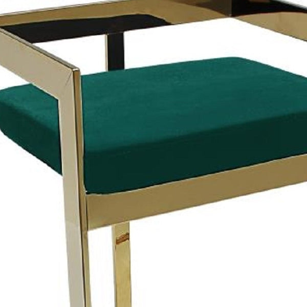 HomeRoots 30" Green Velvet Low Back Bar Chair with Gold Metal Frame - Chic, Comfortable Seating for Any Space 555116