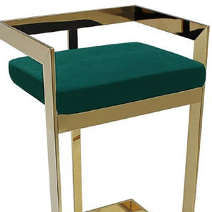 HomeRoots 30" Green Velvet Low Back Bar Chair with Gold Metal Frame - Chic, Comfortable Seating for Any Space 555116