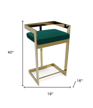 HomeRoots 30" Green Velvet Low Back Bar Chair with Gold Metal Frame - Chic, Comfortable Seating for Any Space 555116