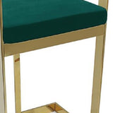 Homeroots 26" Green And Gold Velvet And Stainless Steel Low Back Counter Height Bar Chair   555117