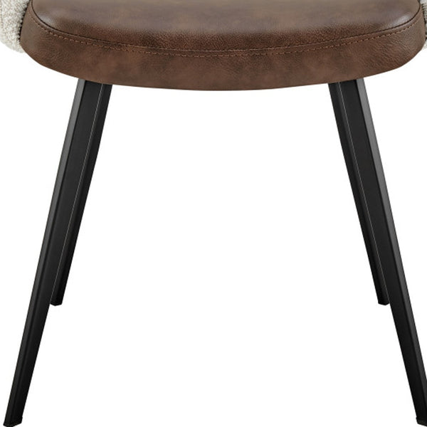 Homeroots Ivory And Brown Upholstered Faux Leather And Faux Leather Dining Arm Chair  Metal And Wood 555118