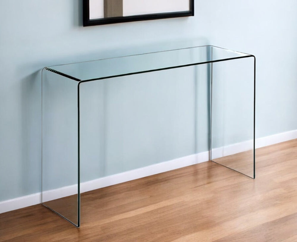 HomeRoots 47" Clear Glass Block Console Table - Modern Minimalist Design for Entryways & Living Spaces, Durable 555119