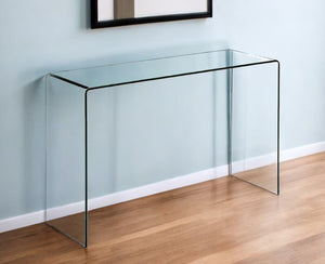 HomeRoots 47" Clear Glass Block Console Table - Modern Minimalist Design for Entryways & Living Spaces, Durable 555119