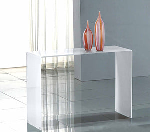 HomeRoots 16" Contemporary White Glass Console Table with Block Base – Sleek, Durable & Versatile Design 555120