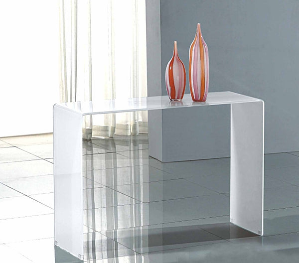 HomeRoots 16" Contemporary White Glass Console Table with Block Base – Sleek, Durable & Versatile Design 555120