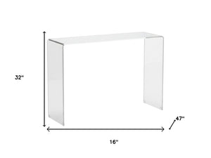 HomeRoots 16" Contemporary White Glass Console Table with Block Base – Sleek, Durable & Versatile Design 555120