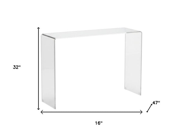 HomeRoots 16" Contemporary White Glass Console Table with Block Base – Sleek, Durable & Versatile Design 555120