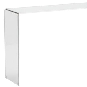 HomeRoots 16" Contemporary White Glass Console Table with Block Base – Sleek, Durable & Versatile Design 555120