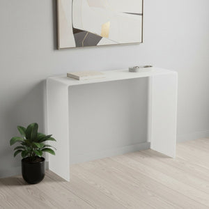 HomeRoots 16" Contemporary White Glass Console Table with Block Base – Sleek, Durable & Versatile Design 555120