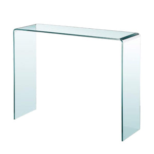 HomeRoots 16" Clear Glass Block Console Table - Modern Elegance for Entryway, Living Room, or Home Office Decor 555121
