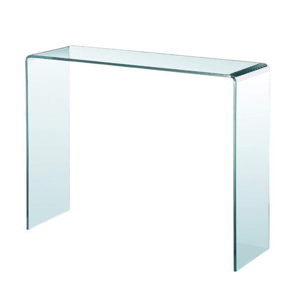 HomeRoots 16" Clear Glass Block Console Table - Modern Elegance for Entryway, Living Room, or Home Office Decor 555121