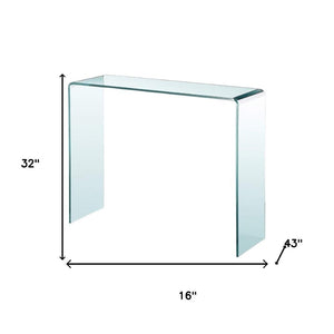 HomeRoots 16" Clear Glass Block Console Table - Modern Elegance for Entryway, Living Room, or Home Office Decor 555121