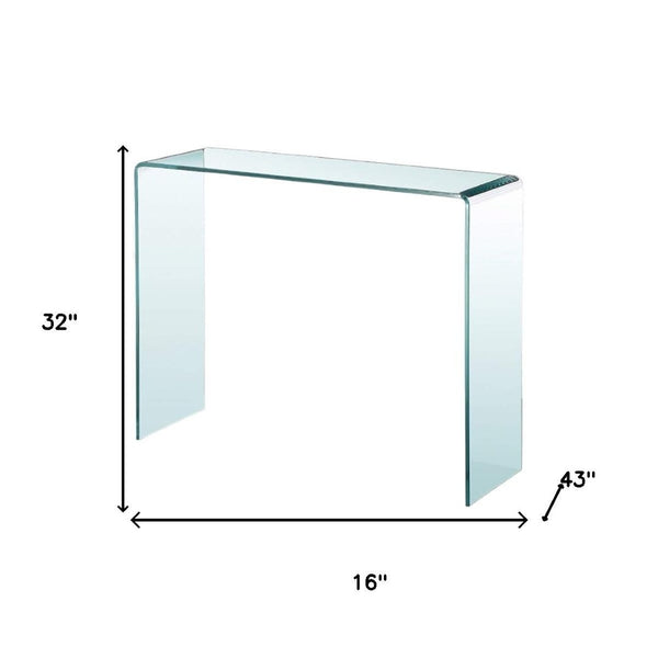 HomeRoots 16" Clear Glass Block Console Table - Modern Elegance for Entryway, Living Room, or Home Office Decor 555121