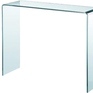 HomeRoots 16" Clear Glass Block Console Table - Modern Elegance for Entryway, Living Room, or Home Office Decor 555121