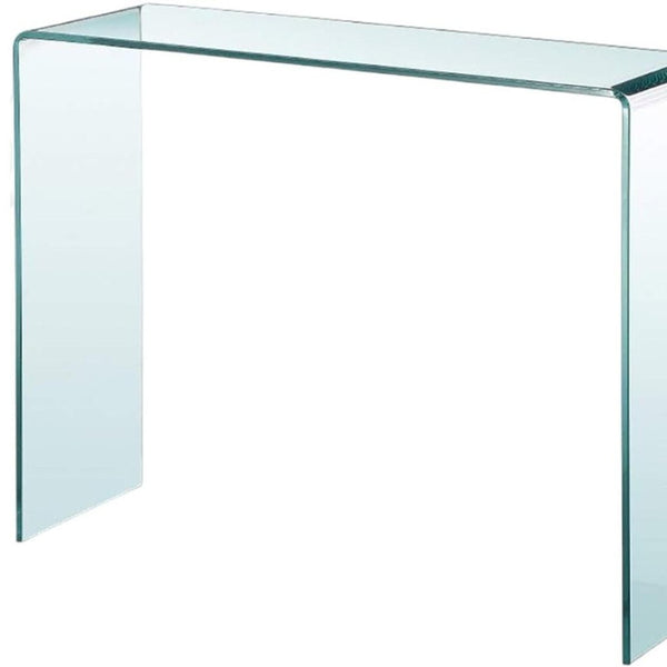 HomeRoots 16" Clear Glass Block Console Table - Modern Elegance for Entryway, Living Room, or Home Office Decor 555121