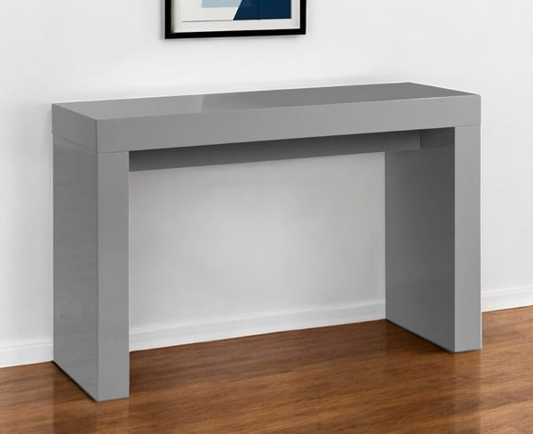 HomeRoots 47" Gray Wood Block Console Table - Modern Design for Entryways & Living Rooms, Space-Saving Elegance 555122
