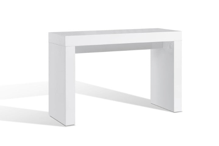 Homeroots 47" Elegant White Wood Block Console Table - Stylish & Versatile For Entryways, Living Rooms & More   555123
