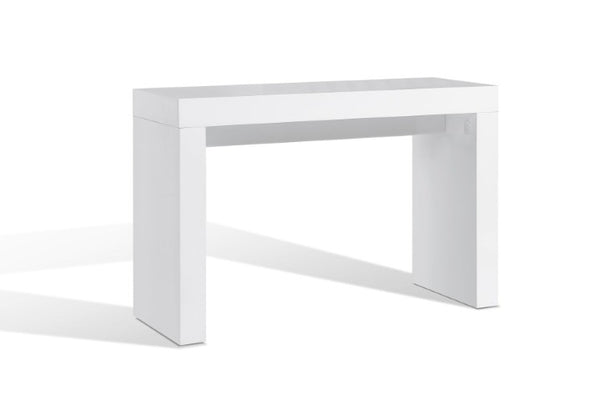 Homeroots 47" Elegant White Wood Block Console Table - Stylish & Versatile For Entryways, Living Rooms & More   555123