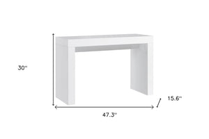 Homeroots 47" Elegant White Wood Block Console Table - Stylish & Versatile For Entryways, Living Rooms & More   555123