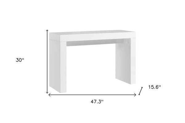 Homeroots 47" Elegant White Wood Block Console Table - Stylish & Versatile For Entryways, Living Rooms & More   555123