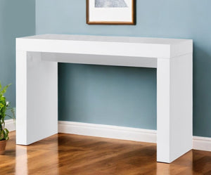 HomeRoots 47" High-Gloss White Wood Block Console Table – Modern Minimalist Design for Any Space & Style 555123