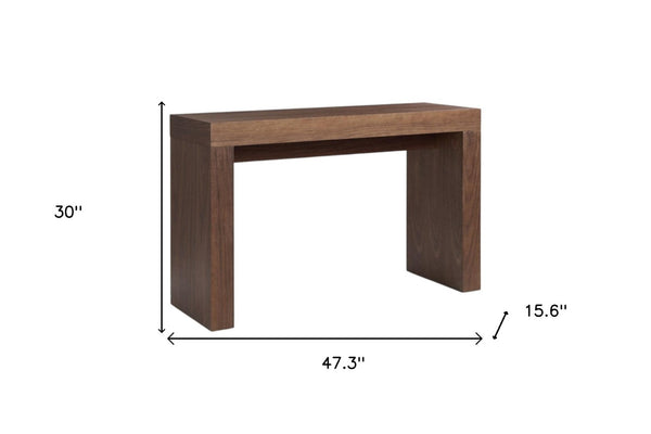 Homeroots 47" Walnut Brown Wood Block Console Table - Stylish Multi-functional Design For Any Space   555124