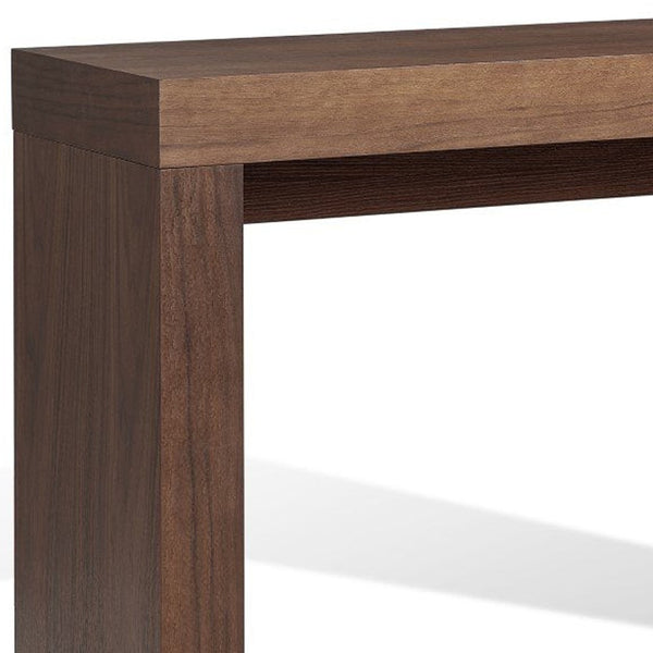 Homeroots 47" Walnut Brown Wood Block Console Table - Stylish Multi-functional Design For Any Space   555124