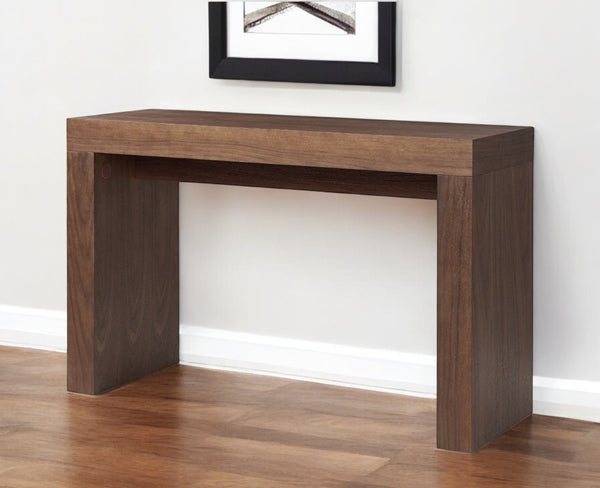 HomeRoots 47" Modern Walnut Brown Console Table - Sleek Block Design for Entryway, Living Room & Home Office 555124