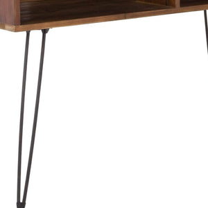 HomeRoots 48" Industrial Black Metal & Reclaimed Wood Open Shelving TV Stand for Stylish Media Storage Solutions 555129