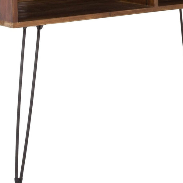 HomeRoots 48" Industrial Black Metal & Reclaimed Wood Open Shelving TV Stand for Stylish Media Storage Solutions 555129