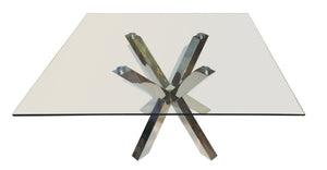 HomeRoots 60" Clear Glass Square Dining Table with Silver Cross-Leg Base – Modern, Elegant & Versatile Design 555136