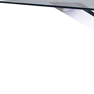 HomeRoots 72" Elegant Clear Glass Dining Table with Polished Silver Cross-Leg Base – Seats 6, Modern Design 555141