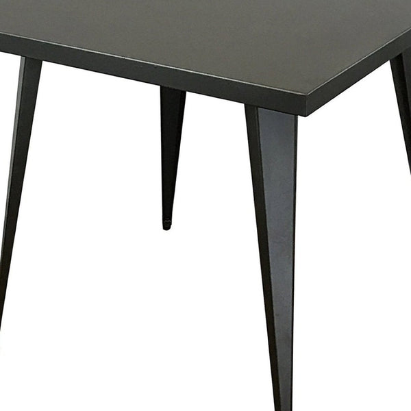 HomeRoots 32" Gray Steel and Metal Square Dining Table - Modern Design for Dining, Work, or Entertaining 555145