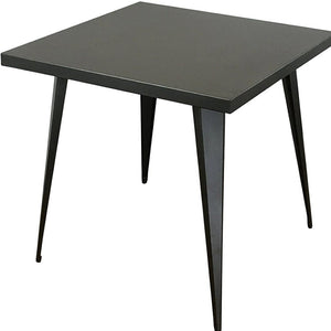HomeRoots 32" Gray Steel and Metal Square Dining Table - Modern Design for Dining, Work, or Entertaining 555145