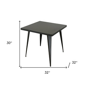 HomeRoots 32" Gray Steel and Metal Square Dining Table - Modern Design for Dining, Work, or Entertaining 555145