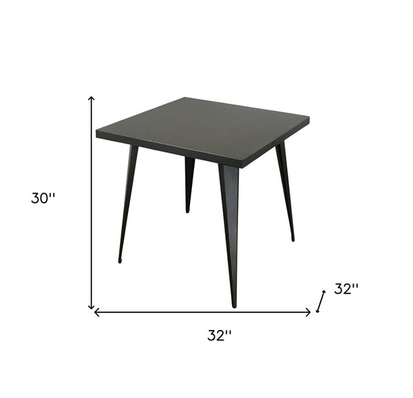 HomeRoots 32" Gray Steel and Metal Square Dining Table - Modern Design for Dining, Work, or Entertaining 555145