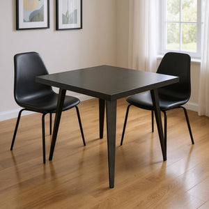 HomeRoots 32" Gray Steel and Metal Square Dining Table - Modern Design for Dining, Work, or Entertaining 555145