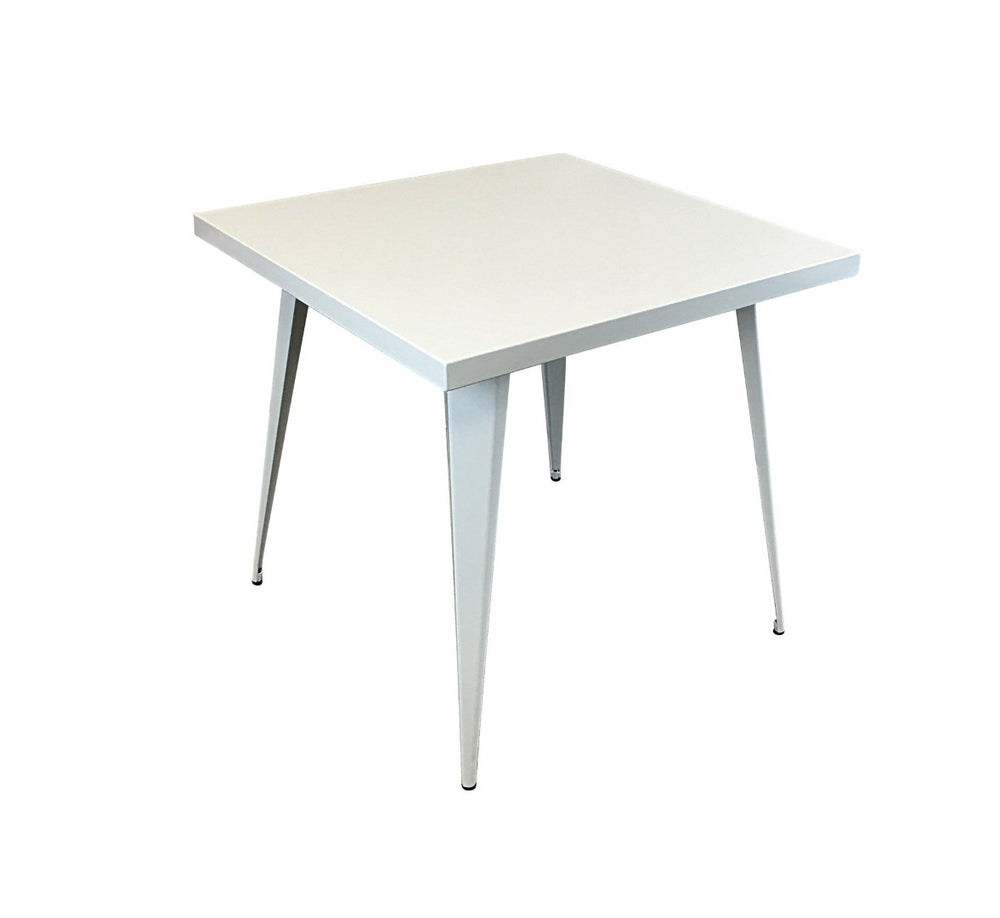 HomeRoots 32" White Square Dining Table - Modern Minimalist Steel Design for Compact Spaces, Seats 6 Comfortably 555146