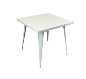 HomeRoots 32" White Square Dining Table - Modern Minimalist Steel Design for Compact Spaces, Seats 6 Comfortably 555146