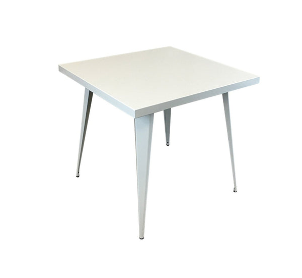 HomeRoots 32" White Square Dining Table - Modern Minimalist Steel Design for Compact Spaces, Seats 6 Comfortably 555146