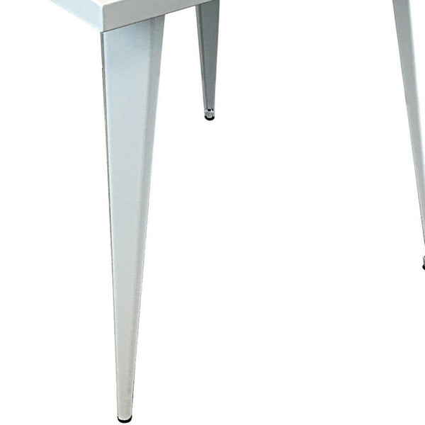 HomeRoots 32" White Square Dining Table - Modern Minimalist Steel Design for Compact Spaces, Seats 6 Comfortably 555146