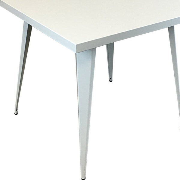 HomeRoots 32" White Square Dining Table - Modern Minimalist Steel Design for Compact Spaces, Seats 6 Comfortably 555146