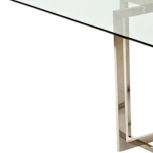 HomeRoots 59" Clear Glass Dining Table with Gold Trestle Base – Modern Minimalist Design for Any Space 555147