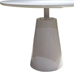 HomeRoots 42" Modern White Round Pedestal Dining Table with Glossy Finish - Perfect for 6, Stylish & Versatile 555150