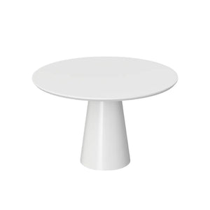 HomeRoots 42" Modern White Round Pedestal Dining Table with Glossy Finish - Perfect for 6, Stylish & Versatile 555150