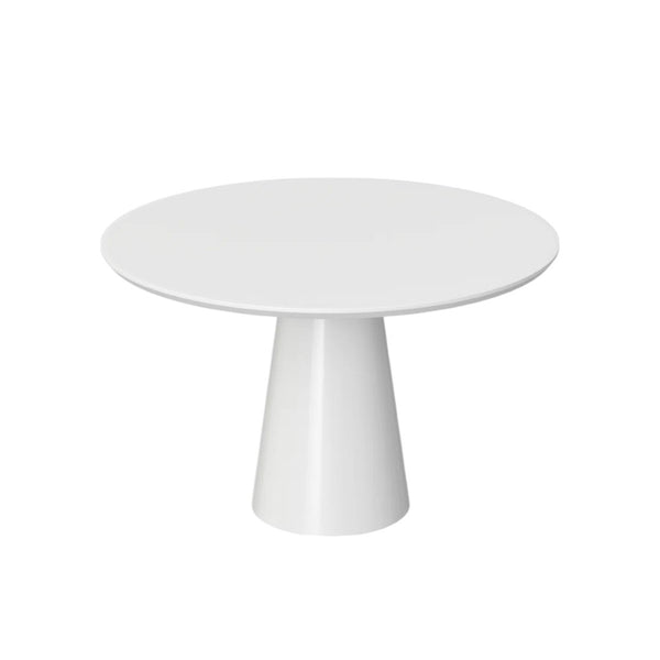 HomeRoots 42" Modern White Round Pedestal Dining Table with Glossy Finish - Perfect for 6, Stylish & Versatile 555150