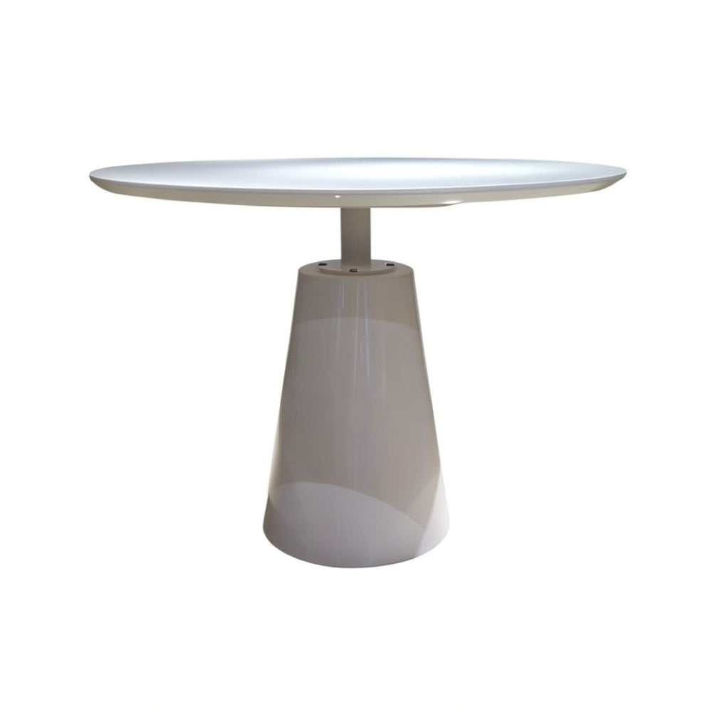 HomeRoots 42" Modern White Round Pedestal Dining Table with Glossy Finish - Perfect for 6, Stylish & Versatile 555150