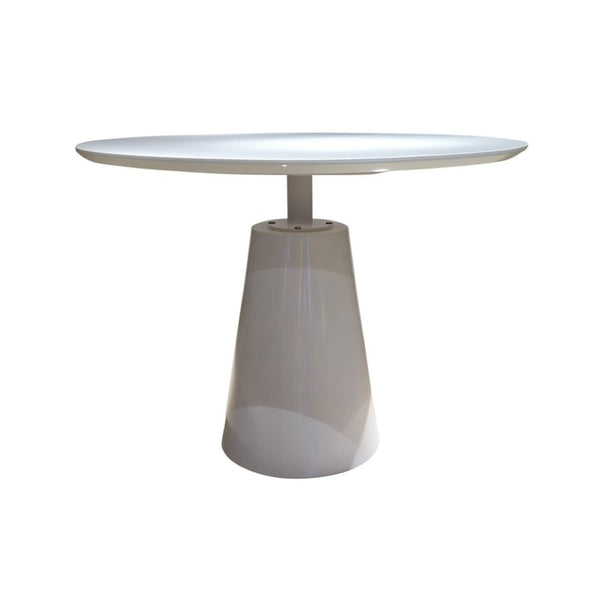 HomeRoots 42" Modern White Round Pedestal Dining Table with Glossy Finish - Perfect for 6, Stylish & Versatile 555150