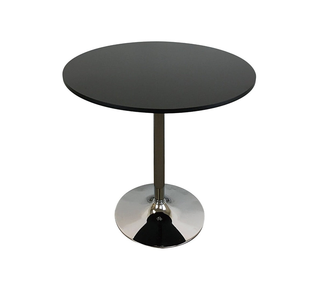 HomeRoots 36" Stylish Black and Silver Round Dining Table with Metal Pedestal Base - Seats 6, Modern Design 555151
